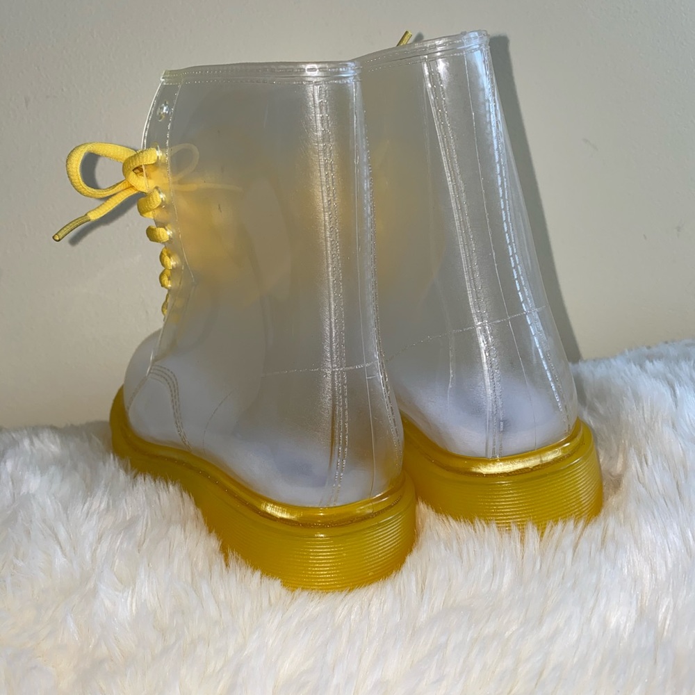 NWOT G-Six Workshop Translucent Ginny Yellow Fluorescent Sole Rain boots - Picture 3 of 7